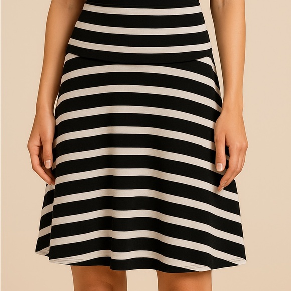 Jupe A-Line Michele Noir Et Blanc - Taille 10, Viscose & Laine, Occasion Très Bon état